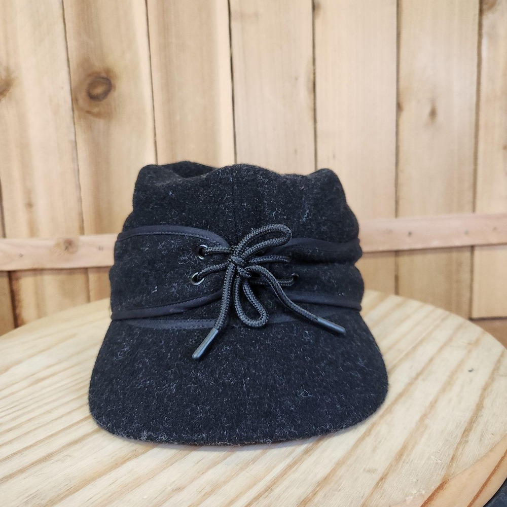 Wyoming Traders Mackenzie Cap Hat Mens 7 5/8 Black Wool Ear Flap Winter Western